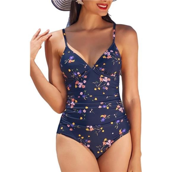 Women s One Piece Swimsuit Tummy Control V Neck Bathing Suits One Pieces
